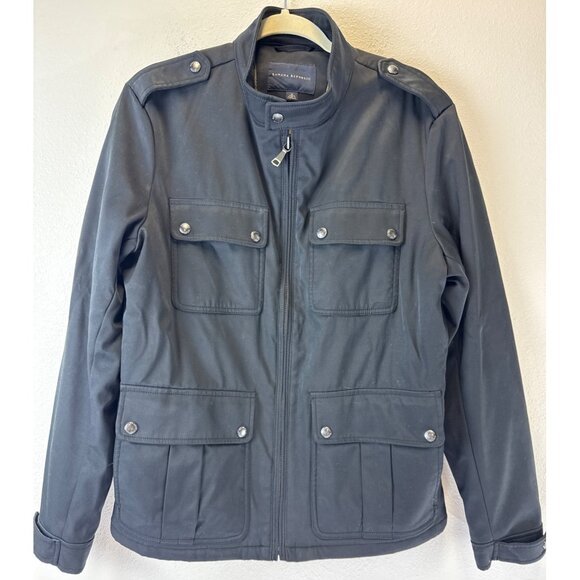 NWT Banana Republic Black Military Style Jacket Buttoned Pockets & Zip Closure M - Picture 1 of 16